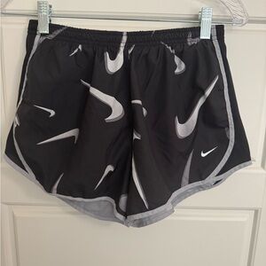 Nike Women's Black and White Swoosh Athletic Shorts